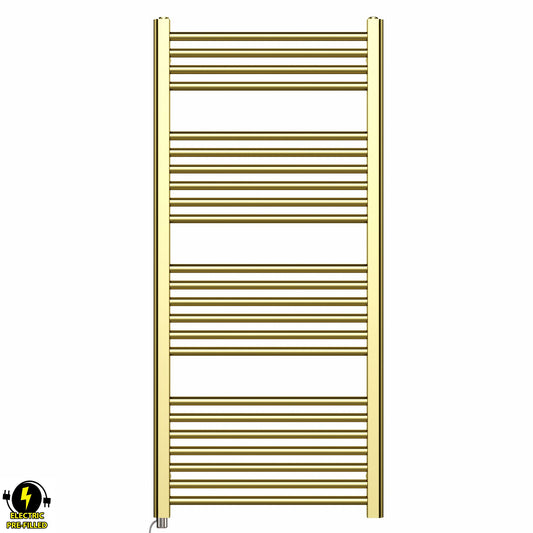 550mm x 1200mm Shiny Gold Electric Pre-Filled Heated Towel Rail Radiator