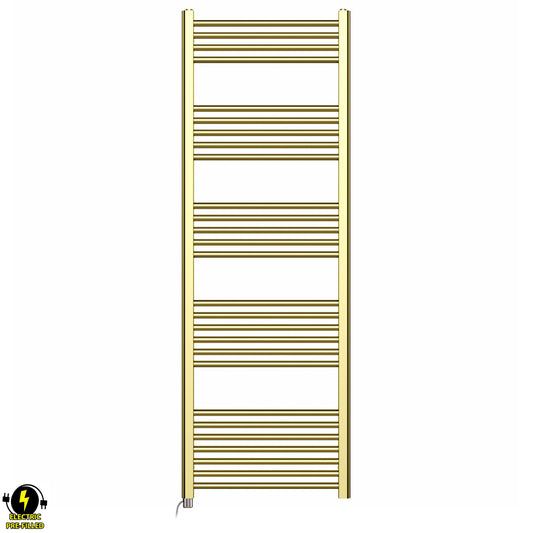 500mm x 1600mm Shiny Gold Electric Pre-Filled Heated Towel Rail Radiator