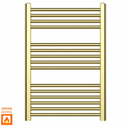 Small 500mm x 800mm Shiny Gold Heated Towel Rail Radiator