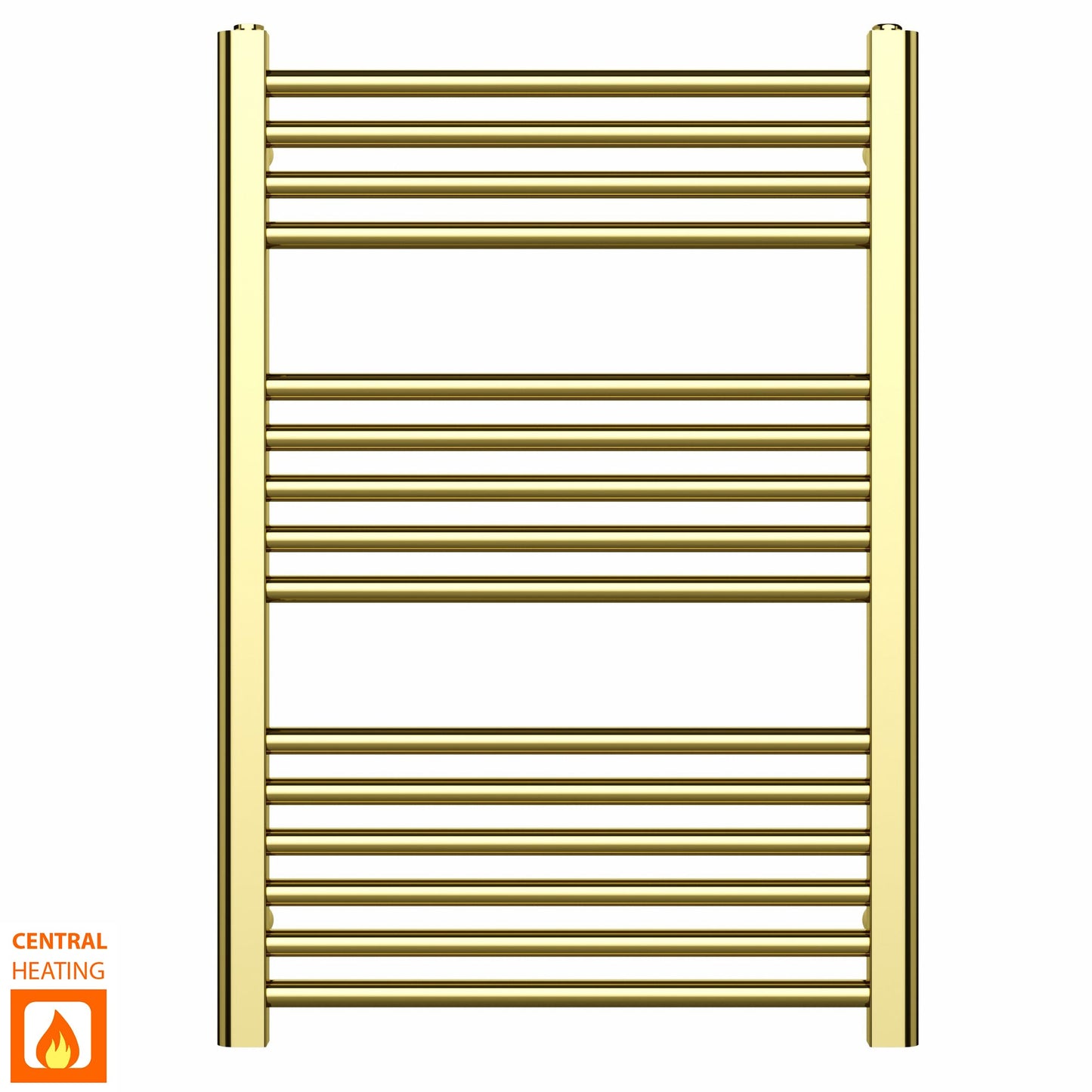 500mm Wide - Heated Towel Rail Radiator - Shiny Gold - Straight