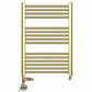 Dual Fuel - 550mm Wide - Shiny Gold- Heated Towel Rail Radiator - (incl. Valves + Electric Heating Kit)