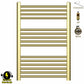 Small 500mm x 800mm Shiny Gold Electric Pre-Filled Heated Towel Rail Radiator