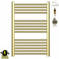 500mm x 800mm Small Gold Electric Heated Towel Rail Radiator 