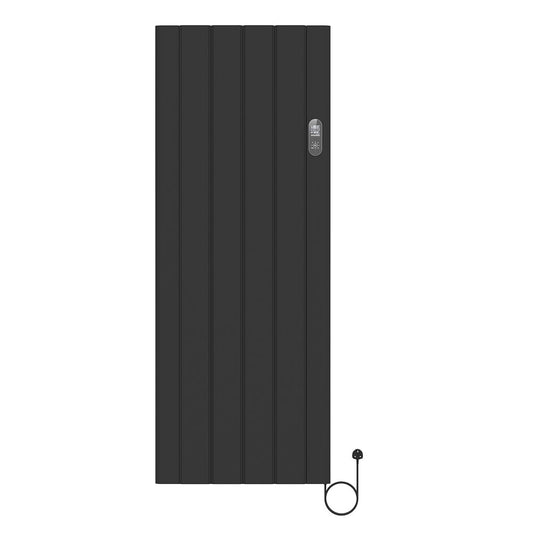 608 x 1600mm Smart Wifi Electric Panel Radiator - 2000W Black Vertical Aluminium