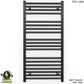 600mm x 1000mm Straight Matt Black Electric Pre-Filled Heated Towel Rail Radiator