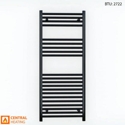  600 x 1200mm Flat Black Heated Towel Rail Radiator 25mm Tube 