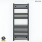 600 x 1200mm Flat Black Electric Heated Towel Rail Radiator 25mm Tube 