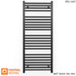 600mm Wide - Heated Towel Rail Radiator - Matt Black - Straight