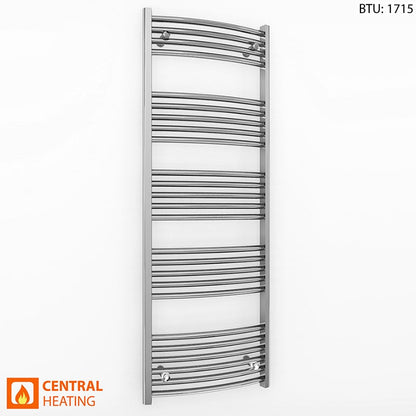 600mm Wide 1400mm High Curved Chrome Heated Towel Rail Radiator 