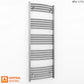 600mm x 1400mm Curved Chrome Heated Towel Rail Radiator