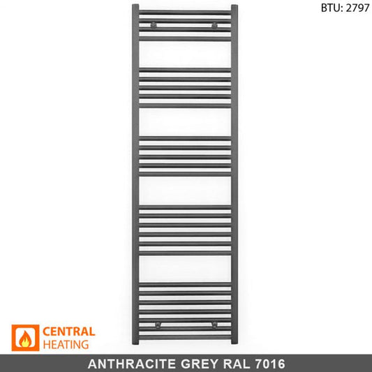 600mm x 1600mm Anthracite Grey Heated Towel Rail Radiator