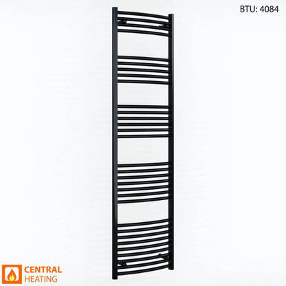 600 x 1800mm Curved Black Heated Towel Rail Radiator 25mm Tube