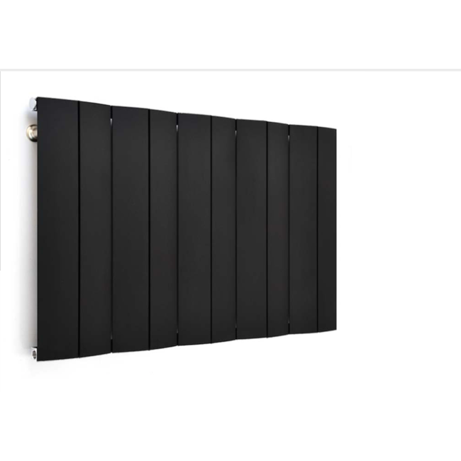 1195mm Wide - 600mm High Black Horizontal Aluminium Designer Radiator