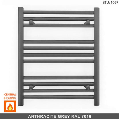 600mm Wide - Heated Towel Rail Radiator - Anthracite Grey - Straight
