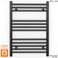 600mm Wide - Heated Towel Rail Radiator - Matt Black - Straight