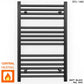 600mm x 800mm Straight Matt Black Heated Towel Rail Radiator