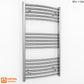 600mm Wide - Curved Heated Towel Rail Radiator Chrome - Straight