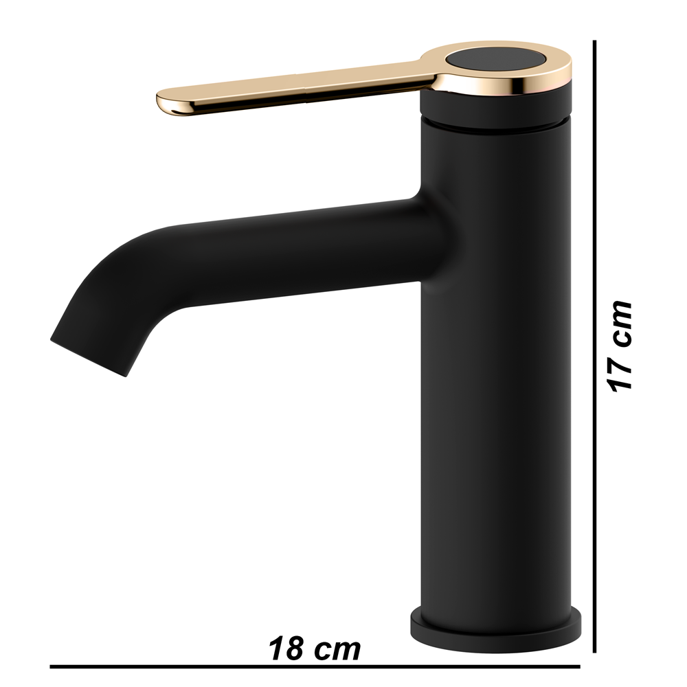 Elegant Black Brass Bathroom Tap with Gold Handle Model Kpy 1212512Bj