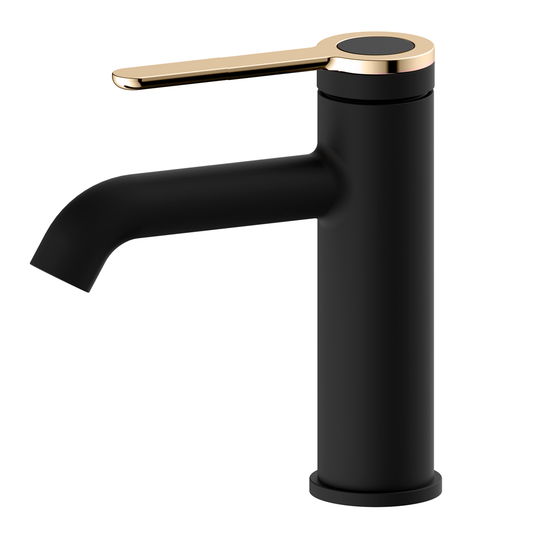Elegant Black Brass Bathroom Tap with Gold Handle Model Kpy 1212512Bj