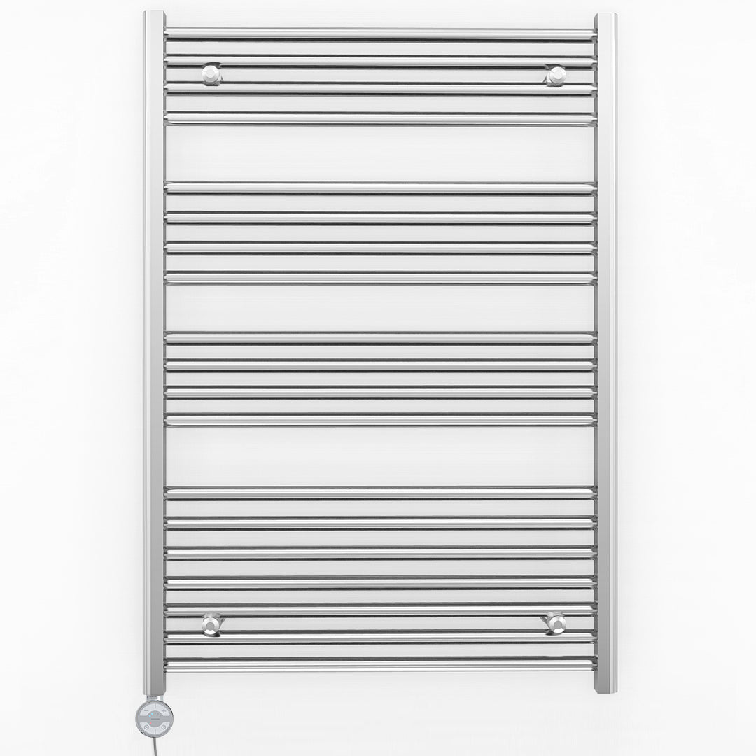 700mm Wide - Electric Heated Towel Rail Radiator - Flat Chrome - Straight