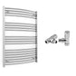 700mm Wide - Curved Heated Towel Rail Radiator Chrome - Straight