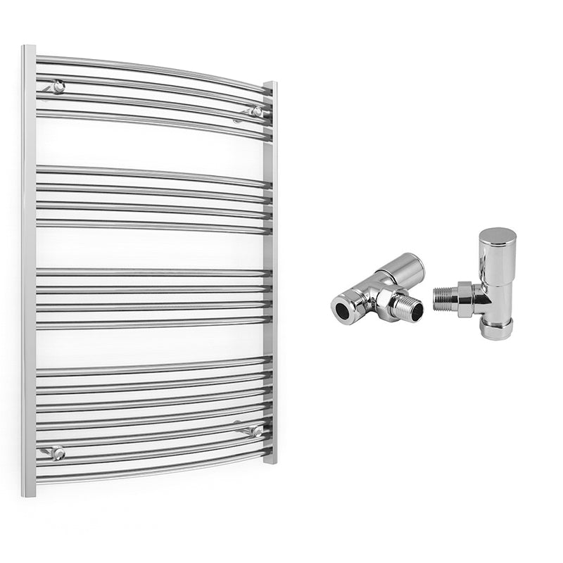 700mm Wide - Curved Heated Towel Rail Radiator Chrome - Straight