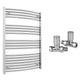 700mm Wide - Curved Heated Towel Rail Radiator Chrome - Straight