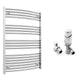 700mm Wide - Curved Heated Towel Rail Radiator Chrome - Straight