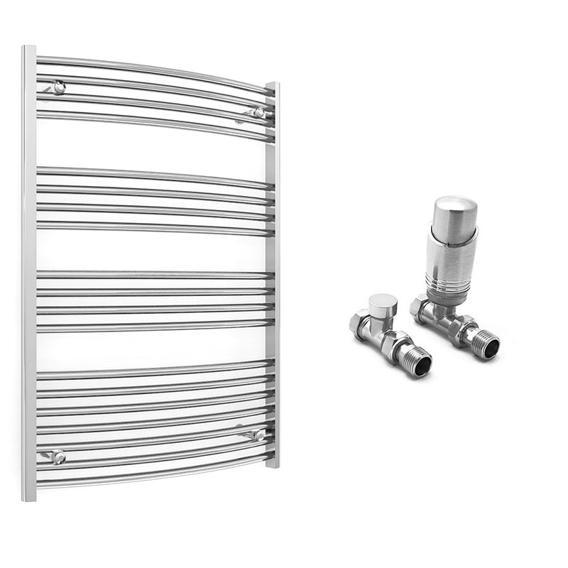 700mm Wide - Curved Heated Towel Rail Radiator Chrome - Straight