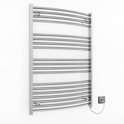  700mm x 1000mm Curved Chrome Electric Heated Towel Rail Radiator 
