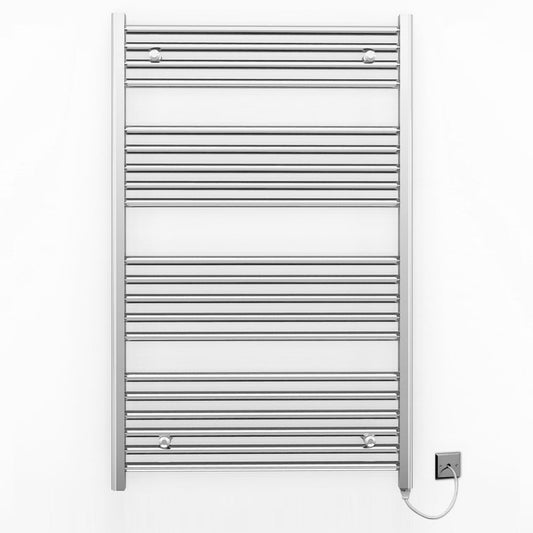 700mm x 1000mm Straight Chrome Electric Pre-Filled Heated Towel Rail Radiator