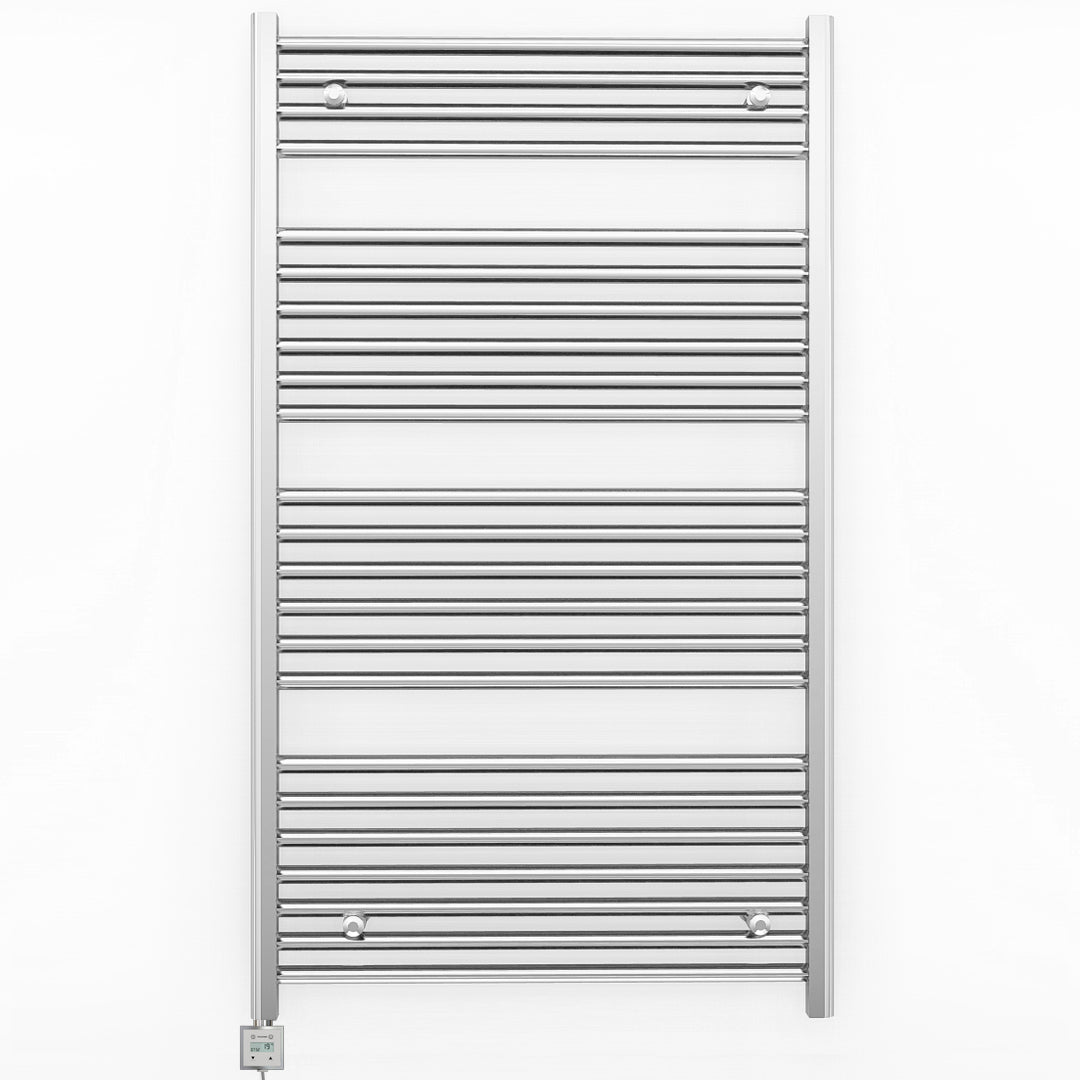 700mm Wide - Electric Heated Towel Rail Radiator - Flat Chrome - Straight