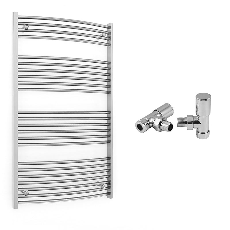 700mm x 1200mm Curved Chrome Heated Towel Rail Radiator