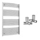 700mm x 1200mm Curved Chrome Heated Towel Rail Radiator