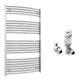 700mm x 1200mm Curved Chrome Heated Towel Rail Radiator