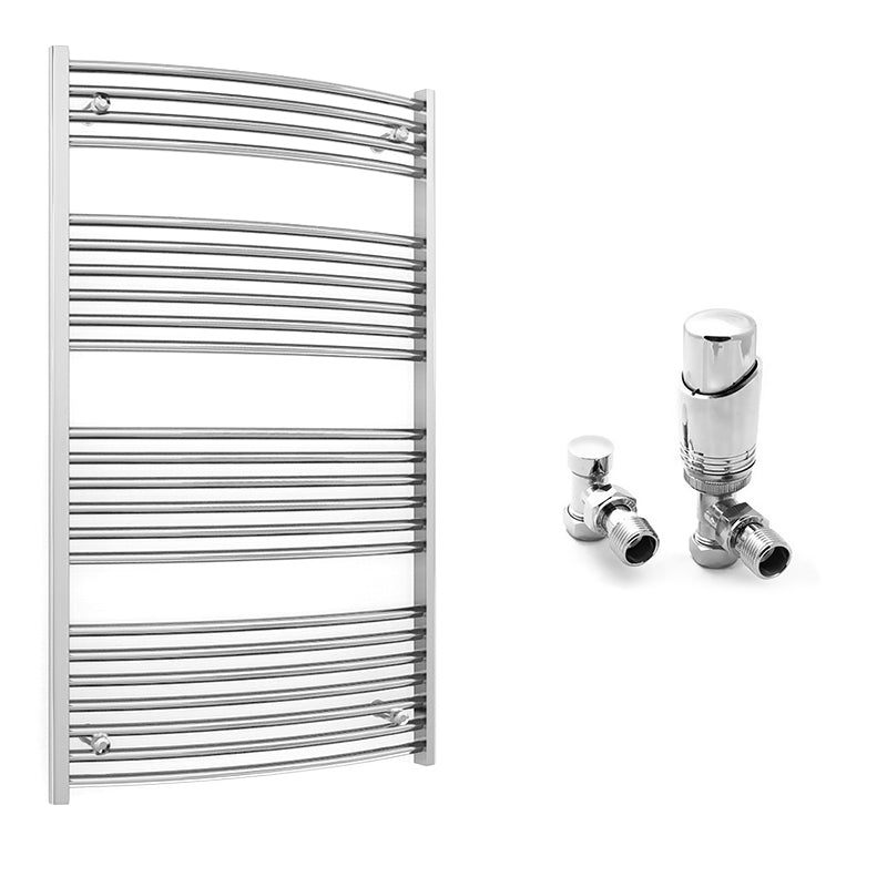 700mm x 1200mm Curved Chrome Heated Towel Rail Radiator