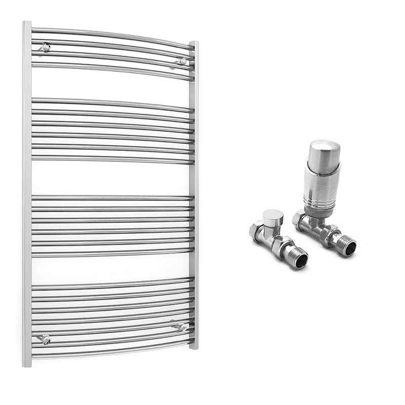 700mm x 1200mm Curved Chrome Heated Towel Rail Radiator