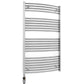 700mm x 1200mm Curved Chrome Electric Pre-Filled Heated Towel Rail Radiator