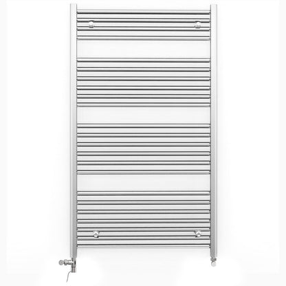 Dual Fuel 700mm x 1200mm Straight Chrome  Heated Towel Rail Radiator- (incl. Valves + Electric Heating Kit)
