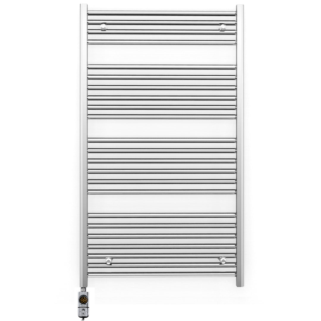 700mm Wide - Electric Heated Towel Rail Radiator - Flat Chrome - Straight