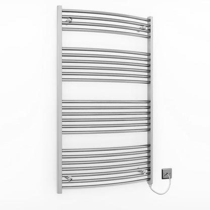  700mm x 1200mm Curved Chrome Electric Heated Towel Rail Radiator 