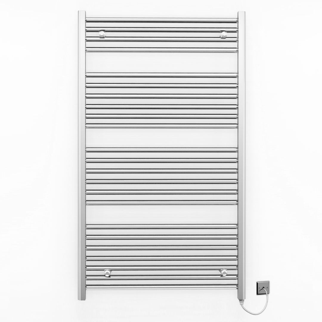 700mm x 1200mm Straight Chrome Electric Pre-Filled Heated Towel Rail Radiator