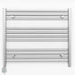 800mm Wide - Electric Heated Towel Rail Radiator - Flat Chrome - Straight