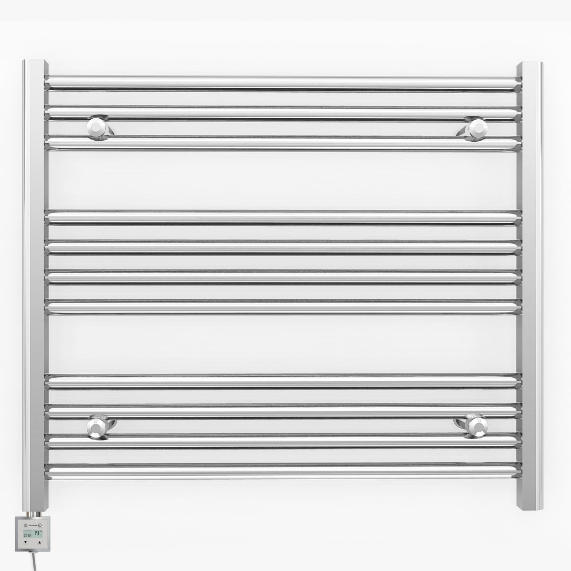 900mm Wide - Electric Heated Towel Rail Radiator - Flat Chrome - Straight