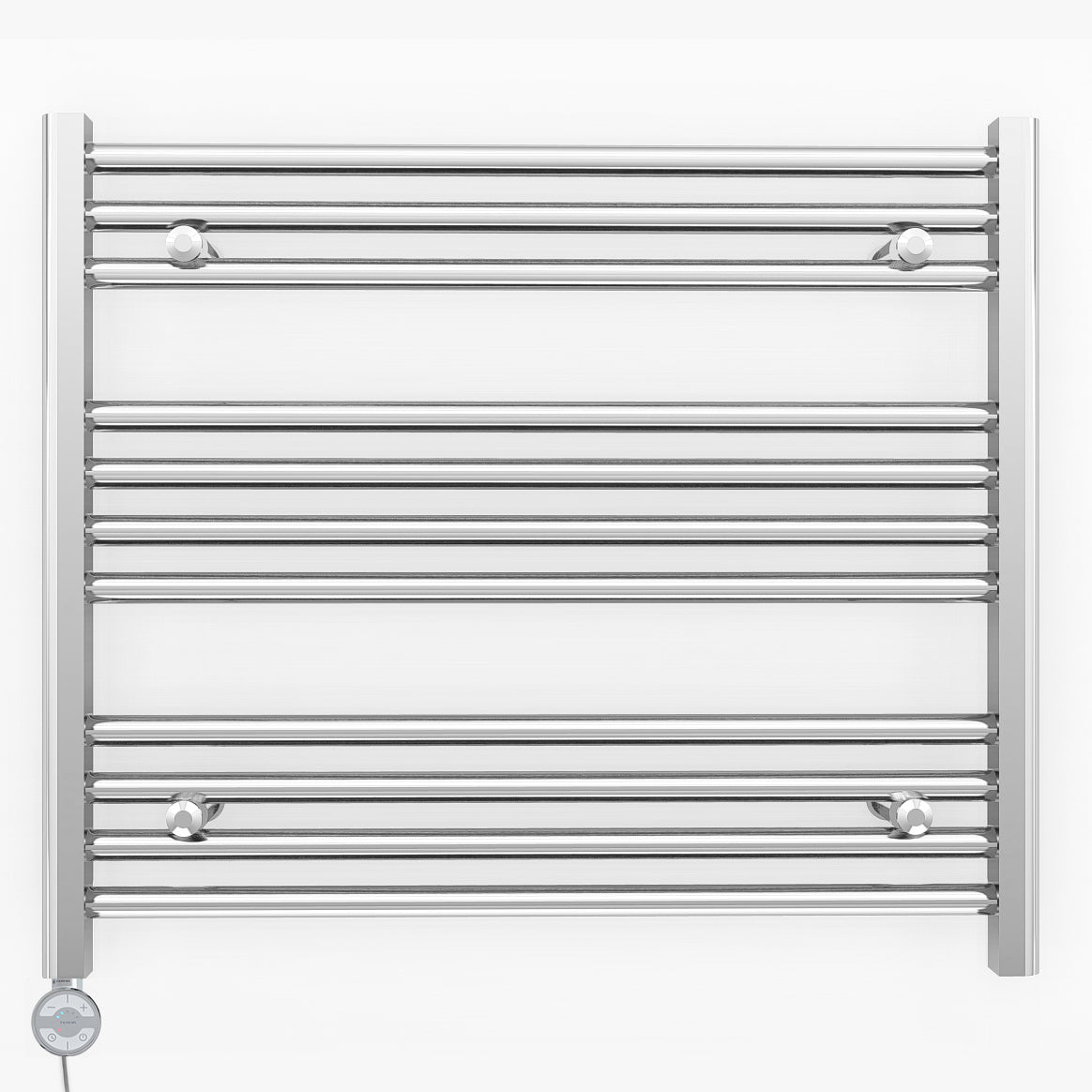 800mm Wide - Electric Heated Towel Rail Radiator - Flat Chrome - Straight