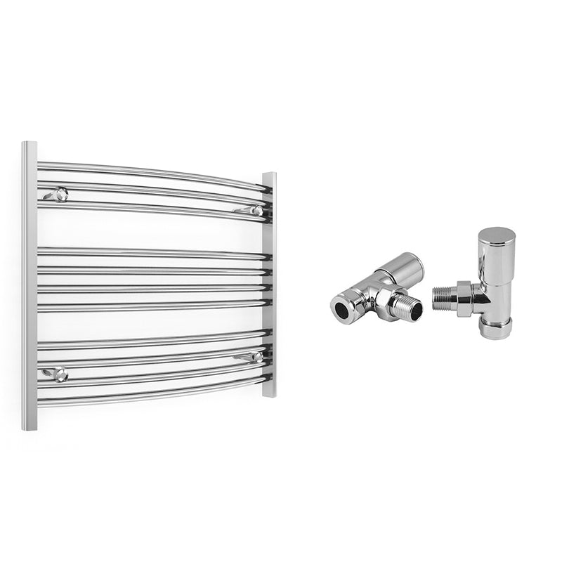 700mm Wide - Curved Heated Towel Rail Radiator Chrome - Straight