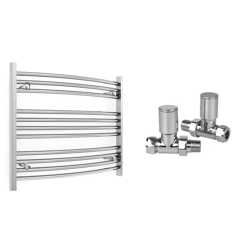 700mm Wide - Curved Heated Towel Rail Radiator Chrome - Straight