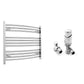 700mm Wide - Curved Heated Towel Rail Radiator Chrome - Straight