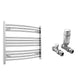 700mm Wide - Curved Heated Towel Rail Radiator Chrome - Straight