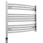 700mm x 600mm Curved Chrome Electric Pre-Filled Heated Towel Rail Radiator